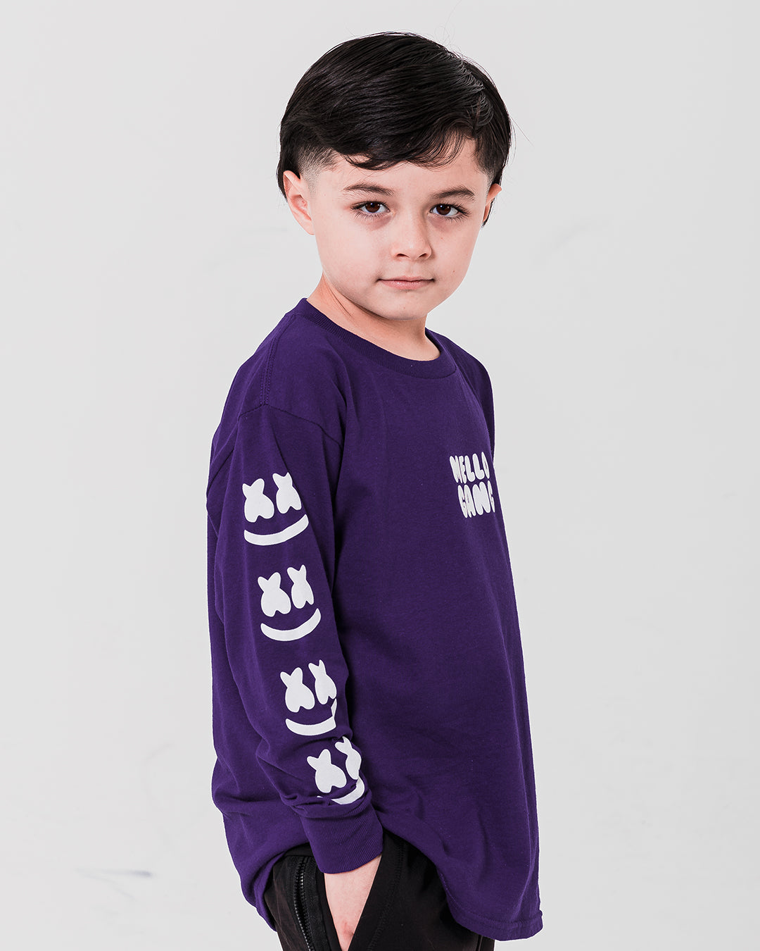 Faces L/S Shirt (Youth) — Purple