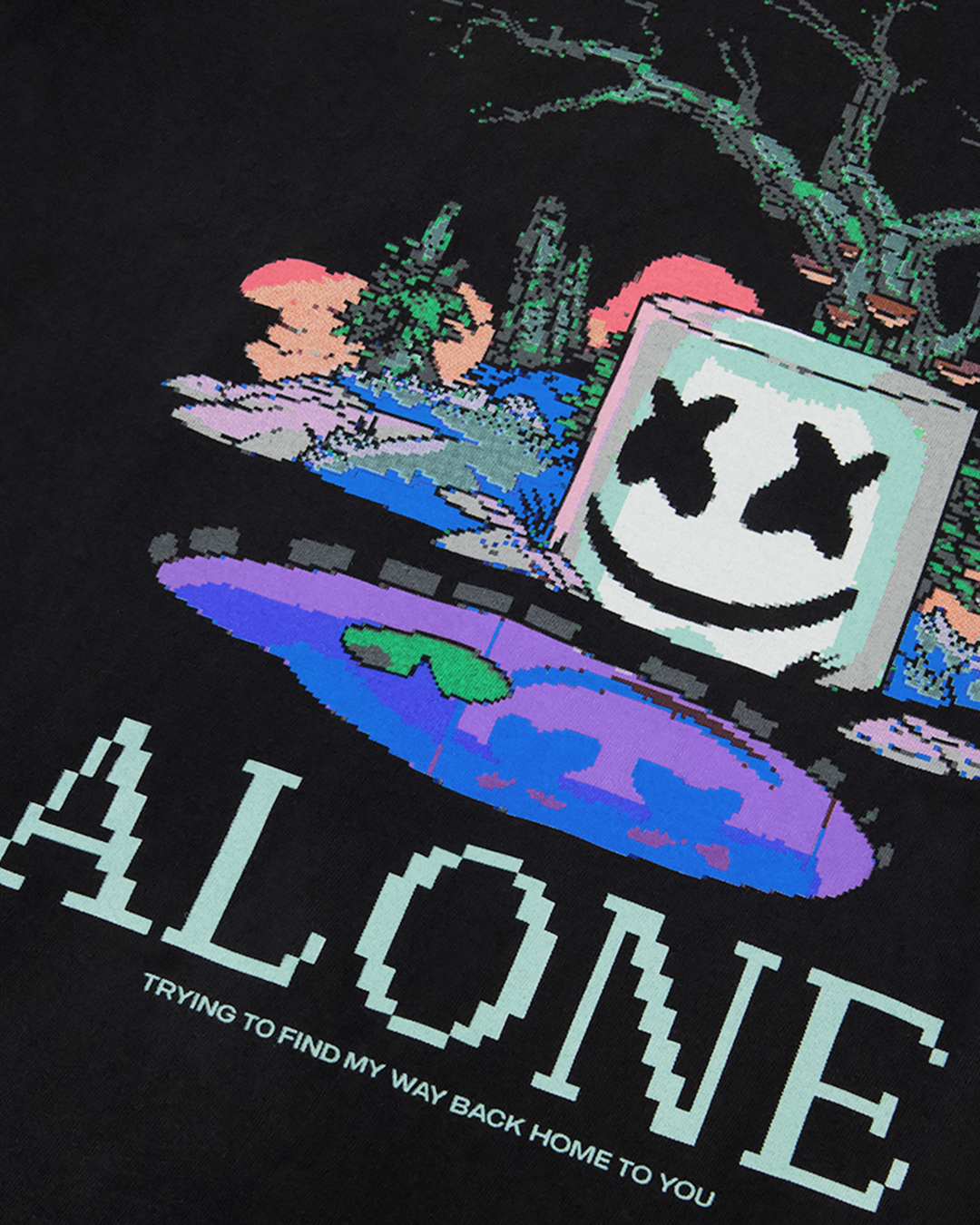 ◆Marshmello◆アローン 半袖 Tシャツ 送料込 Marshmello Alone T-Shirt — Black