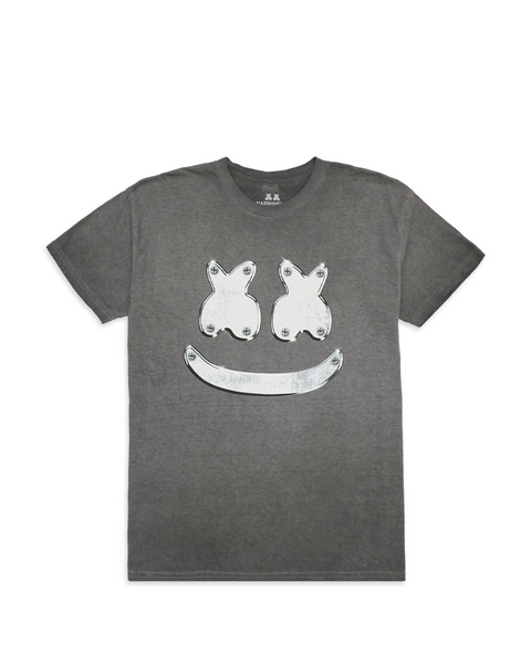 Marshmello メタル Smile Tシャツ 半袖 Black Acid Wash 送料込 Marshmello Metal Smile T-Shirt - Acid Wash