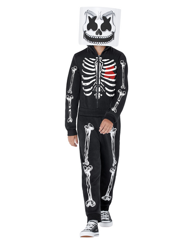 Marshmello Skeleton Jumpsuit Costume (Youth)